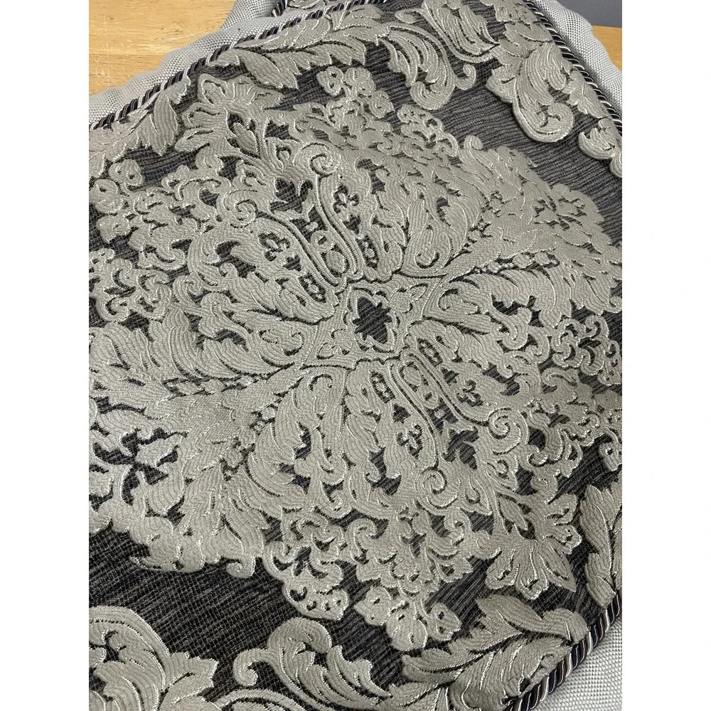 2 Croscill Sorina‎ Standard Pillow Shams Brown Taupe Brocade Damask